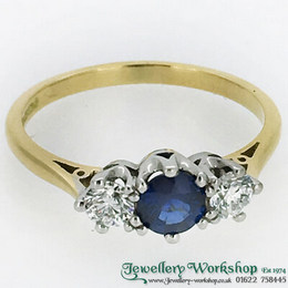 18ct Sapphire and Diamond 3 Stone Ring