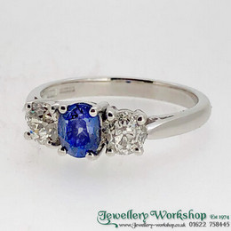 18ct Sapphire and Diamond 3 Stone Ring