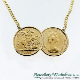 9ct Gold Double Coin Sovereign Necklace