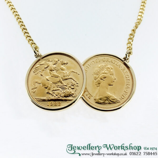 3D Double Irish Coin Necklace In Yellow Gold Plate | Katie Mullally | Wolf  & Badger