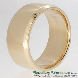 9ct Bevelled Edge Wide Wedding Ring