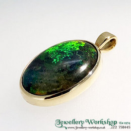 9ct Synthetic Black Opal Pendant