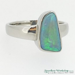 Black Opal Palladium Ring