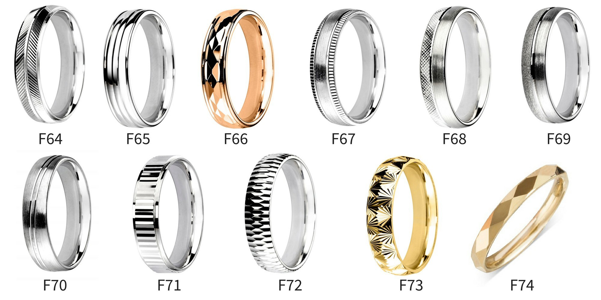Diamond Cut Patterned Wedding Rings