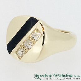 9ct Onyx and Diamond Signet Ring