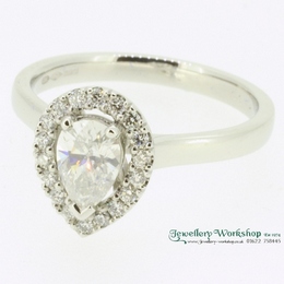 Pear Diamond Halo Ring