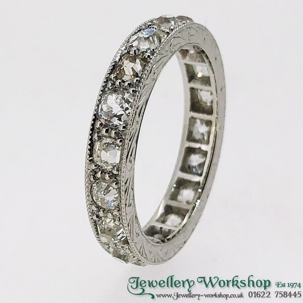 Vintage Diamond Eternity Ring Platinum Gents Wedding Band 1.44Ct Of Di –  Antique Jewellery Online