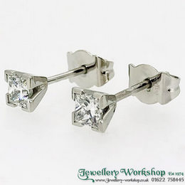 Platinum Princess Cut Diamond Earrings