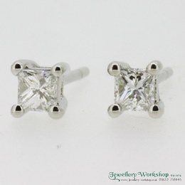 Princess Cut Diamond Platinum Earrings