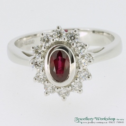 Ruby & Diamond Cluster Ring