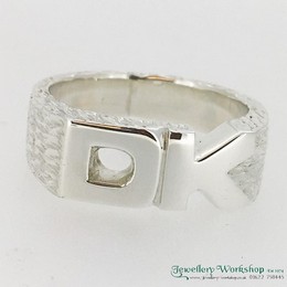 Silver DK Initial Signet Ring