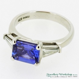 Tanzanite and Tapered Baguettes Diamond Ring