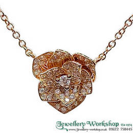 18ct Rose Gold 0.34ct Diamond Flower Necklace