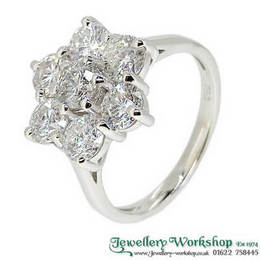 18ct White Gold 2.26ct Diamond Cluster Ring 