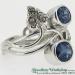 Palladium Sapphire Ring with Rose Cut Diamonds - view 3