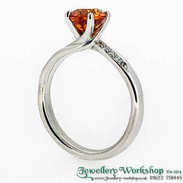 Palladium Sapphire Ring with Rose Cut Diamonds